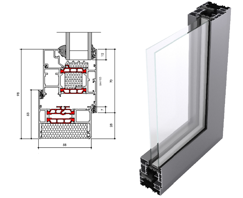 Aluk Bw58 Commercial Sash